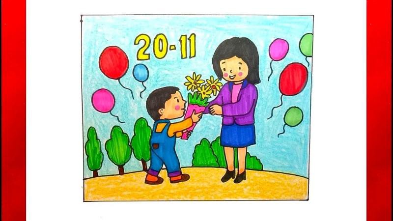 Vẽ tranh 20/11 đơn giản