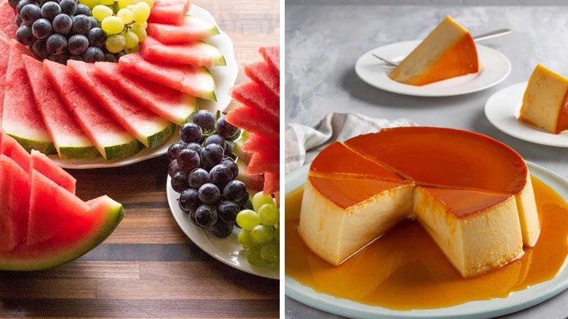 Trái cây, bánh flan